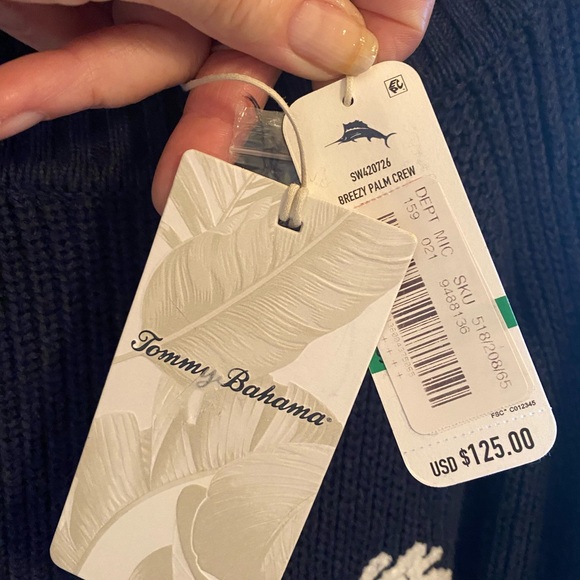 Tommy Bahama navy palm tree sweater - Picture 5 of 8